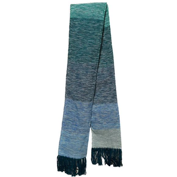 Beryl Handwoven Blue Gradient Scarf  With Fringe - Picture 2 of 7